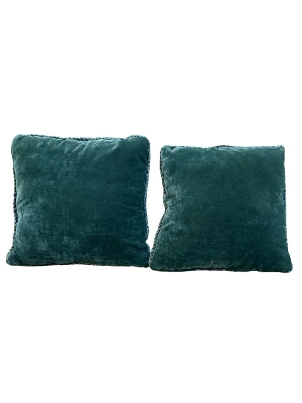 Set Of 2 Tapestry Throw Pillows Topiary Front & Green Velvet Back 15